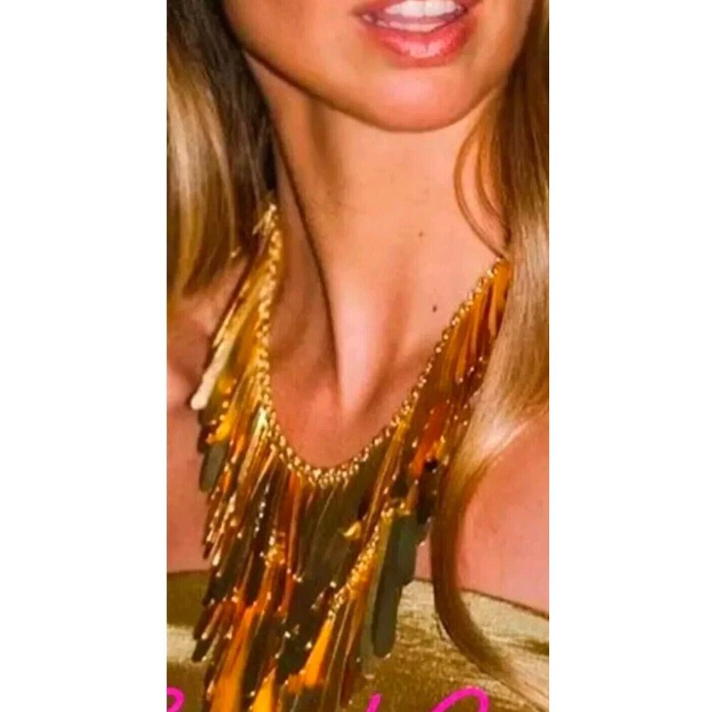 ZARA THREE TIERS GOLDEN NECKLACE MULTI METAL PLATES